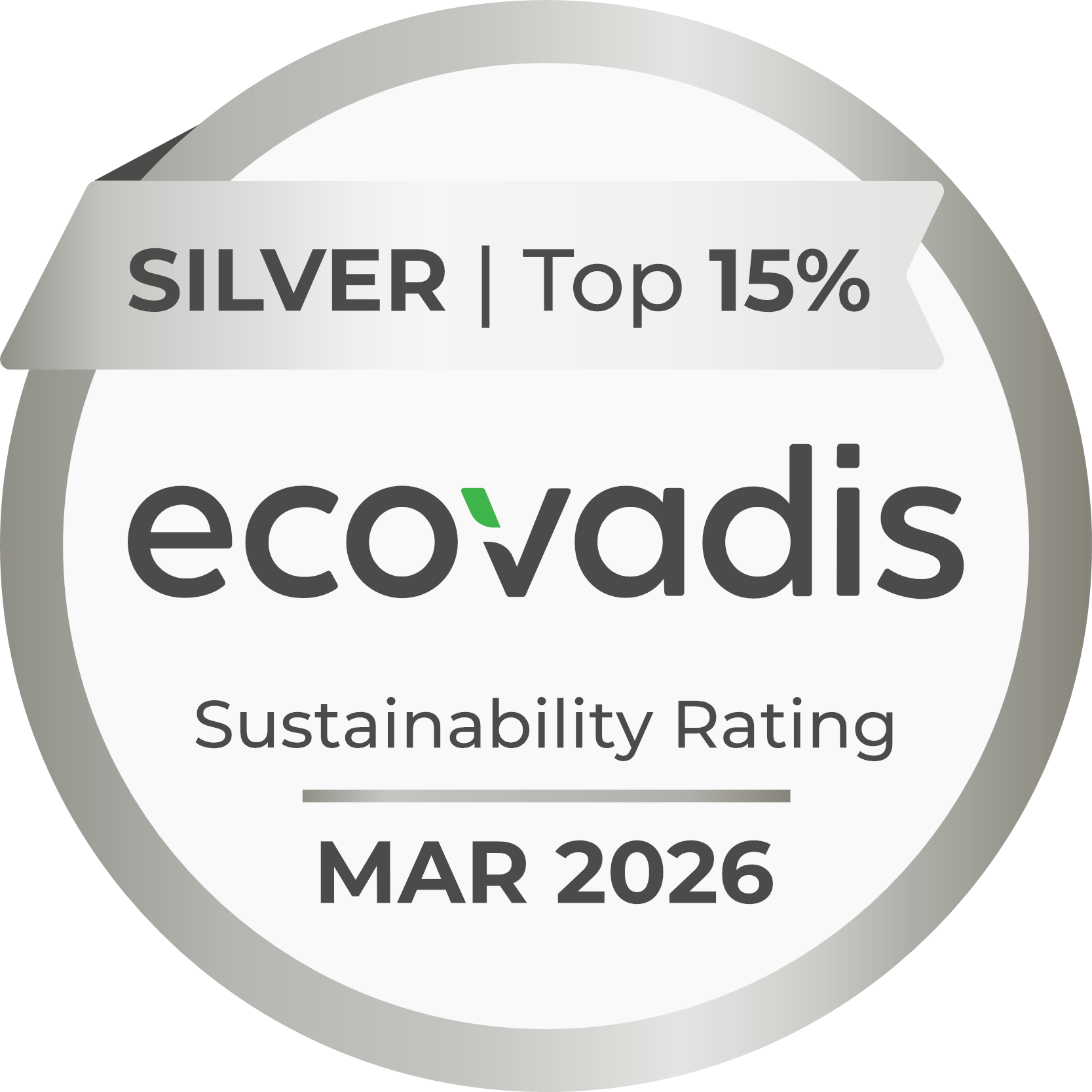 EcoVadis Silver Top 15% MAR 2026